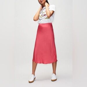 Claudie Pierlot / NWT Selma Flared Midi Skirt in Pink Viscose 36 S